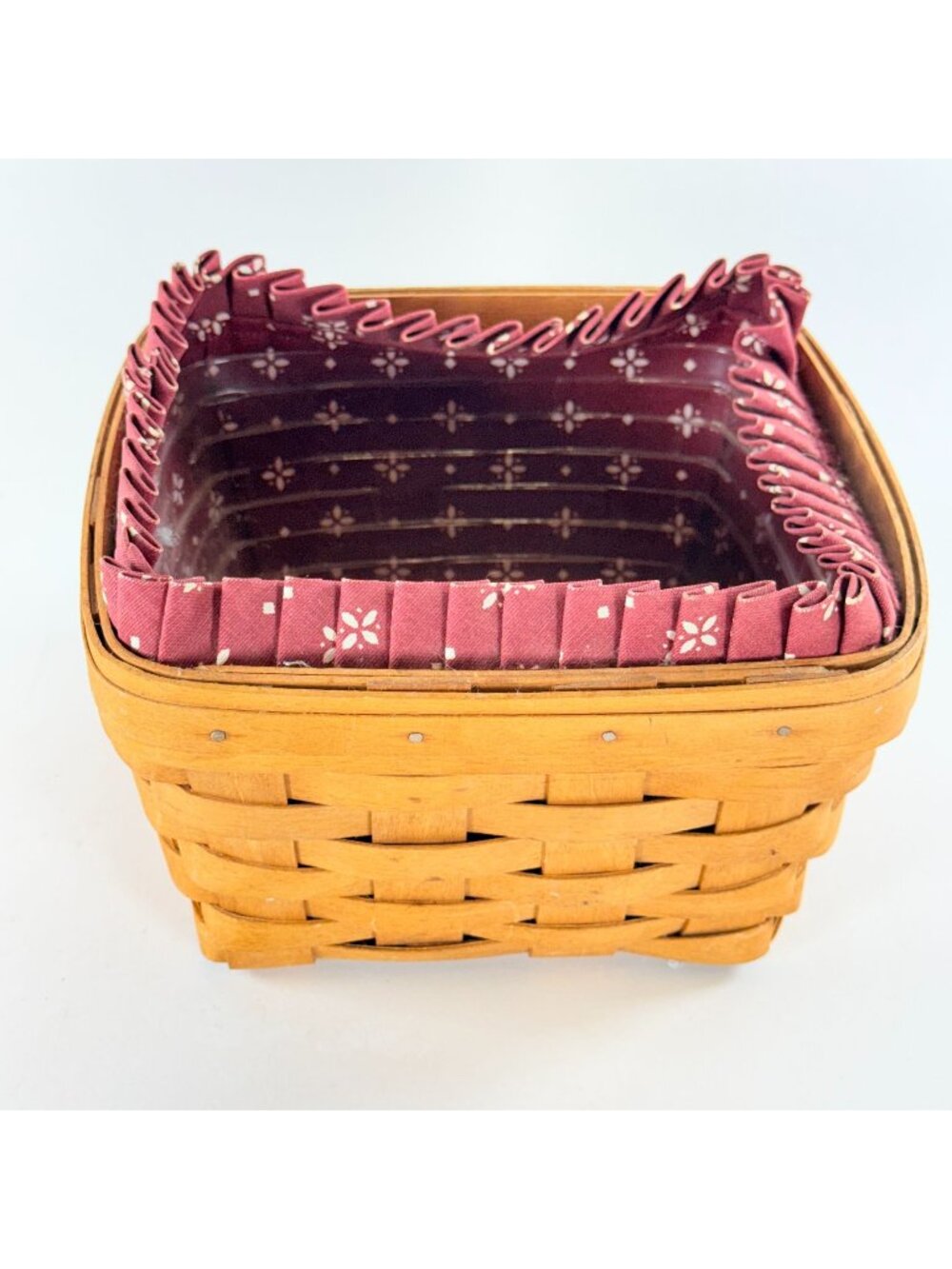 Longaberger Vintage 1994 Square Berry Basket W/ Liner & Plastic Protector USA
